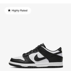 Nike Youth 5 (women’s 6) black and white dunk low